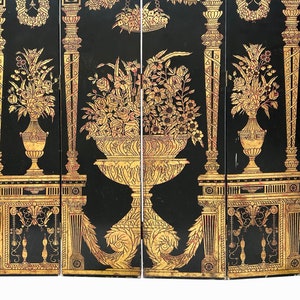 Chinese Black Base Golden Vases Pedestal Theme Floor Screen Divider cs7781E image 8