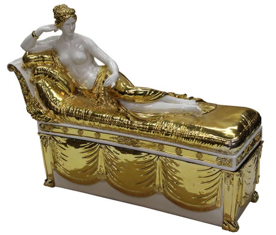 Gold White Lady Fiber Glass Decor Box Figure s1849-2S Gold White Lady Fiber Glass Decor Box Figure s1849-2S