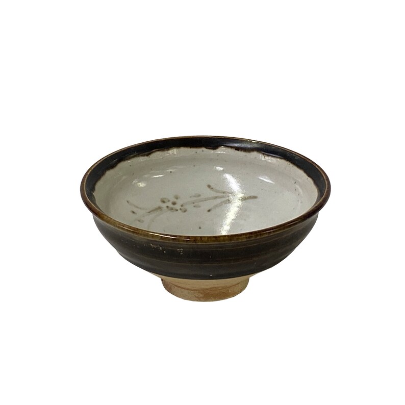 4.75 Chinese Brown Black White Drawing Ceramic Bowl Cup Display ws3326AE image 4
