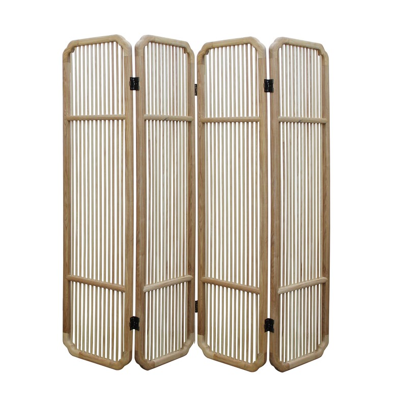 Fine Polish Raw Finish Bar Pattern Wood Panel Screen Room Divider cs4943E image 3