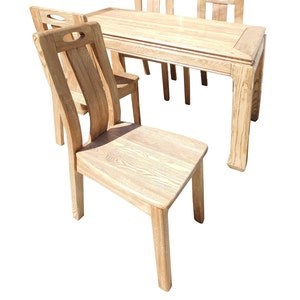 Oriental Light Wood Rectangular Dining Table 4 Chairs Set cs1555E image 5