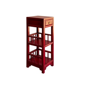Oriental Brick Red Color Drawer Open Shelves Slim Chest Cabinet Stand cs7575E image 2