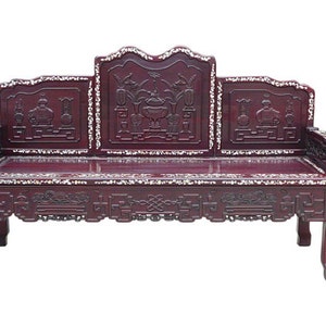 Classic Chinese Red Rosewood Mother of Pearl Long Bench Chaiser cs962E image 1