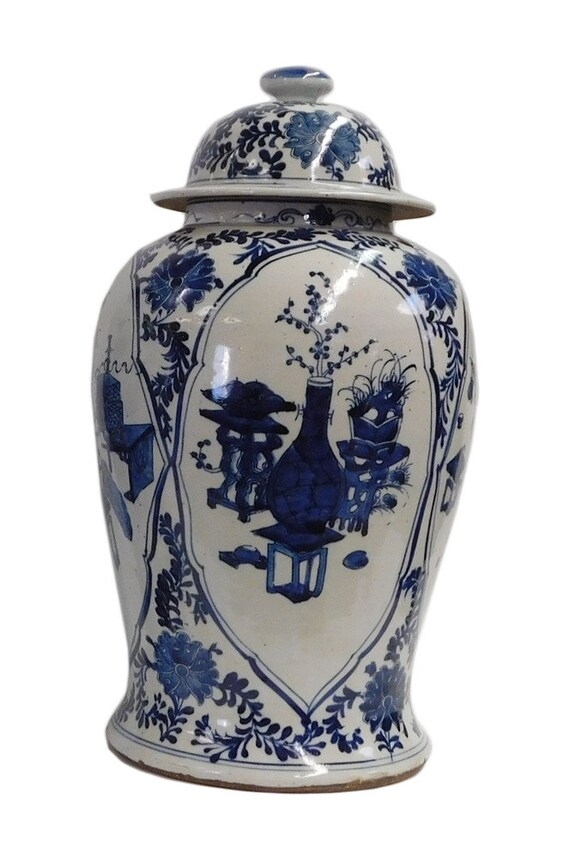 Chinese Blue & White Porcelain Flower Vases Temple General Jar gj30-2S Chinese Blue & White Porcelain Flower Vases Temple General Jar gj30-2S
