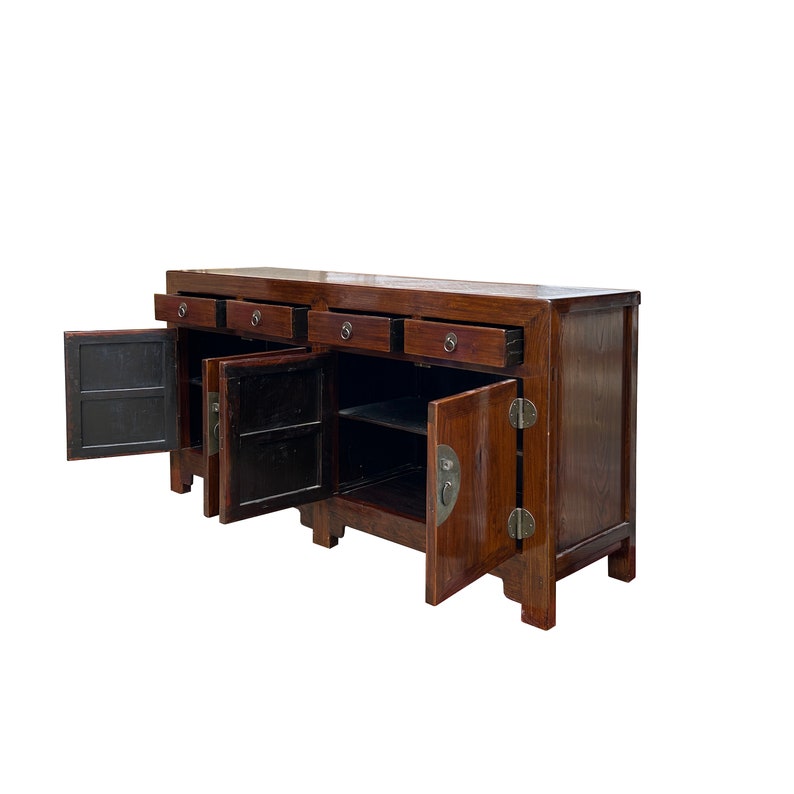 Oriental Brown Rattan Top 4 Drawers Credenza Buffet Sideboard Console Cabinet ws3603E image 3