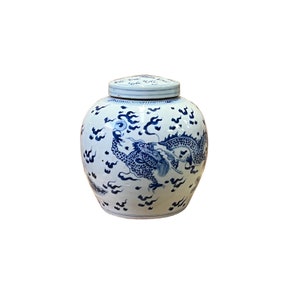 Chinese Hand-paint Dragon Blue White Porcelain Ginger Jar ws2824E image 1