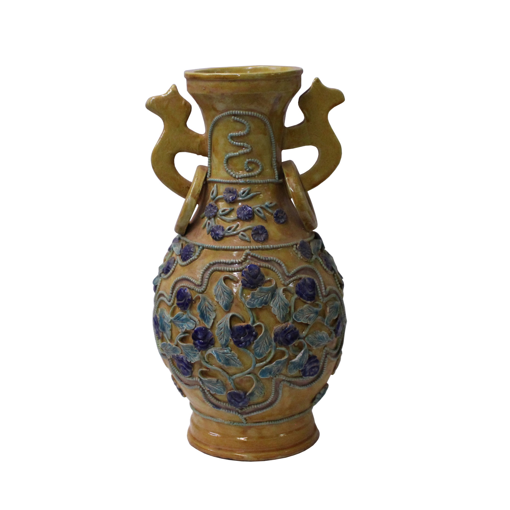 Handmade Ceramic Yellow Dimensional Flower Vase Jar