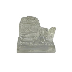 Figura de exhibición de Fengshui de león y perro Foo de vidrio transparente chino ws4170E