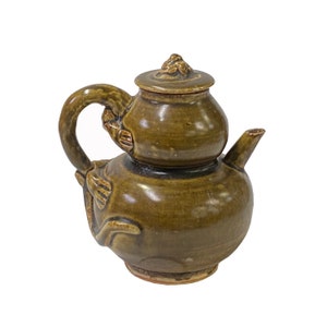 Chinese Ware Brown Glaze Pattern Ceramic Jar Vase Display Art ws3023E