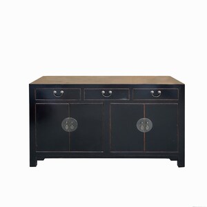 Oriental Black Lacquer Sideboard Buffet Table TV Console Cabinet cs7719E image 2