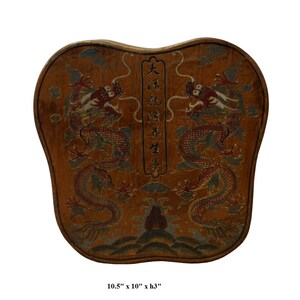 Chinese Yellow Brown Lacquer Color Dragons Scenery Painting Box cs2963E image 5