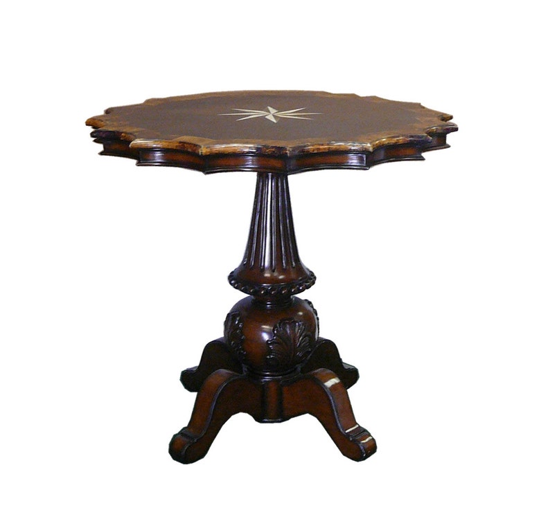 Antique Star Shape Marble Wood Mix Pedestal Table cs960E image 1