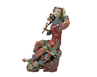 Chinese Oriental Porcelain Qing Style Dressing Peach Lady Figure ws3115E