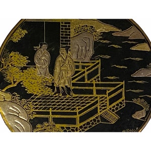 Chinese Black Lacquer Golden Graphic Round Display Box ws2230E image 2