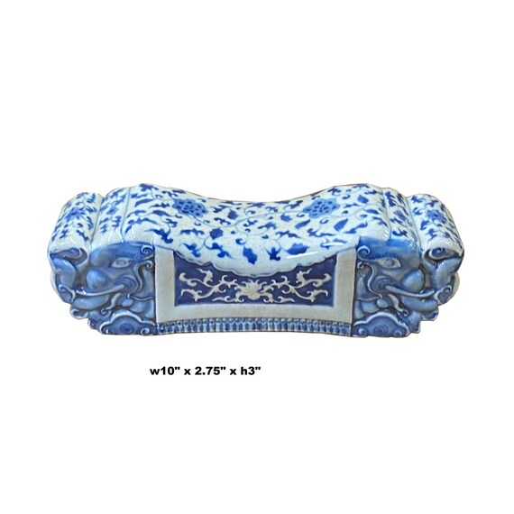 Chinese Blue White Porcelain Elephant Graphic Pillow Shape Display ws2032S Chinese Blue White Porcelain Elephant Graphic Pillow Shape Display ws2032S