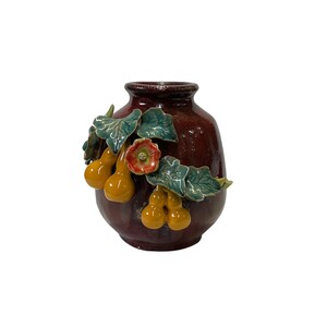 Chinese OxBlood Red Glaze Dimensional Flower Gourd Motif Vase ws3062E