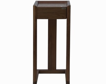 32" Chinese Oriental Minimalistic Square Brown Plant Stand Pedestal Table cs7782E