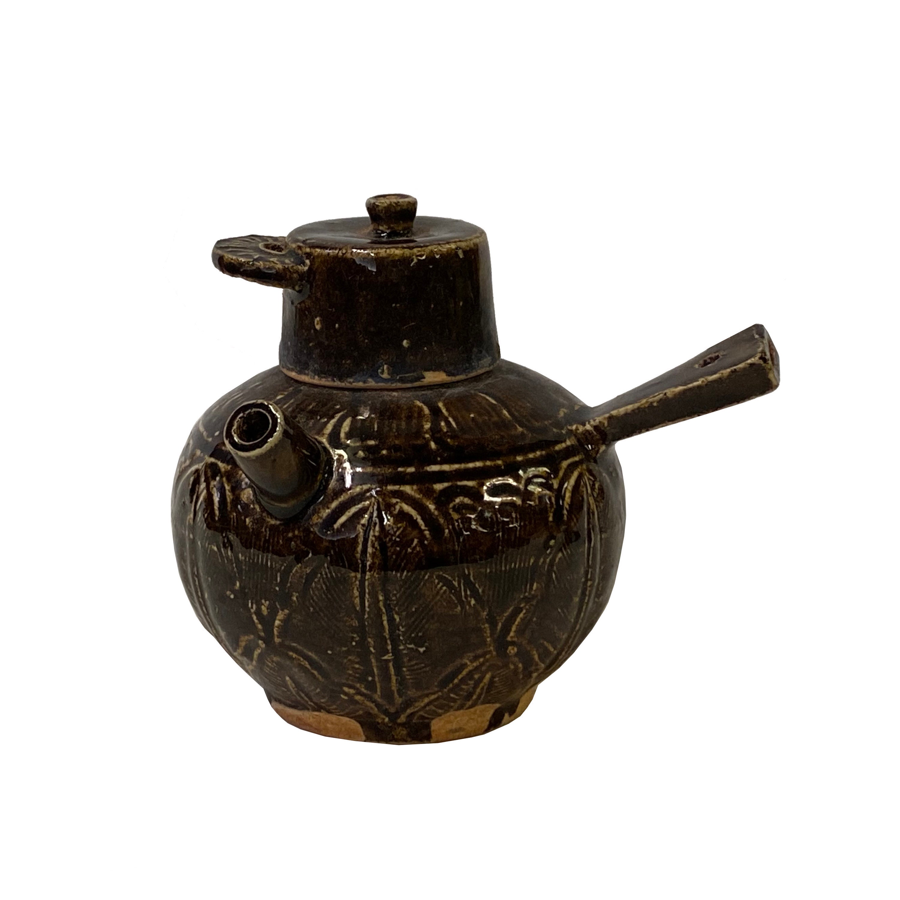 Chinese Ware Brown Glaze Pattern Ceramic Jar Vase Display Art ws2631E 