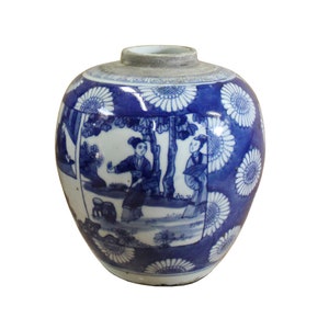 Chinese Oriental Handpaint Small Blue White Porcelain Ginger Jar ws515E image 4