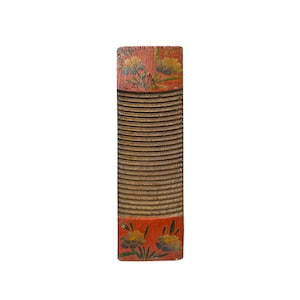 Vintage Restored Orange Red Flower Graphic Washing Board Wood Panel Art JK264E