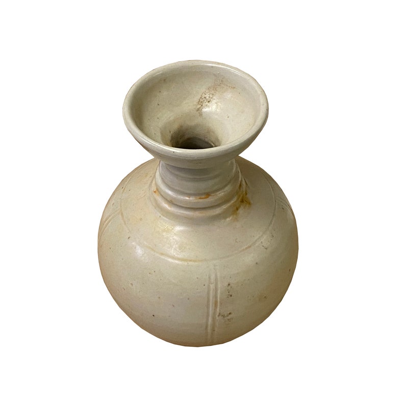 Chinese Handmade Ceramic Cream Off White Wide Vase Jar ws2723E image 3