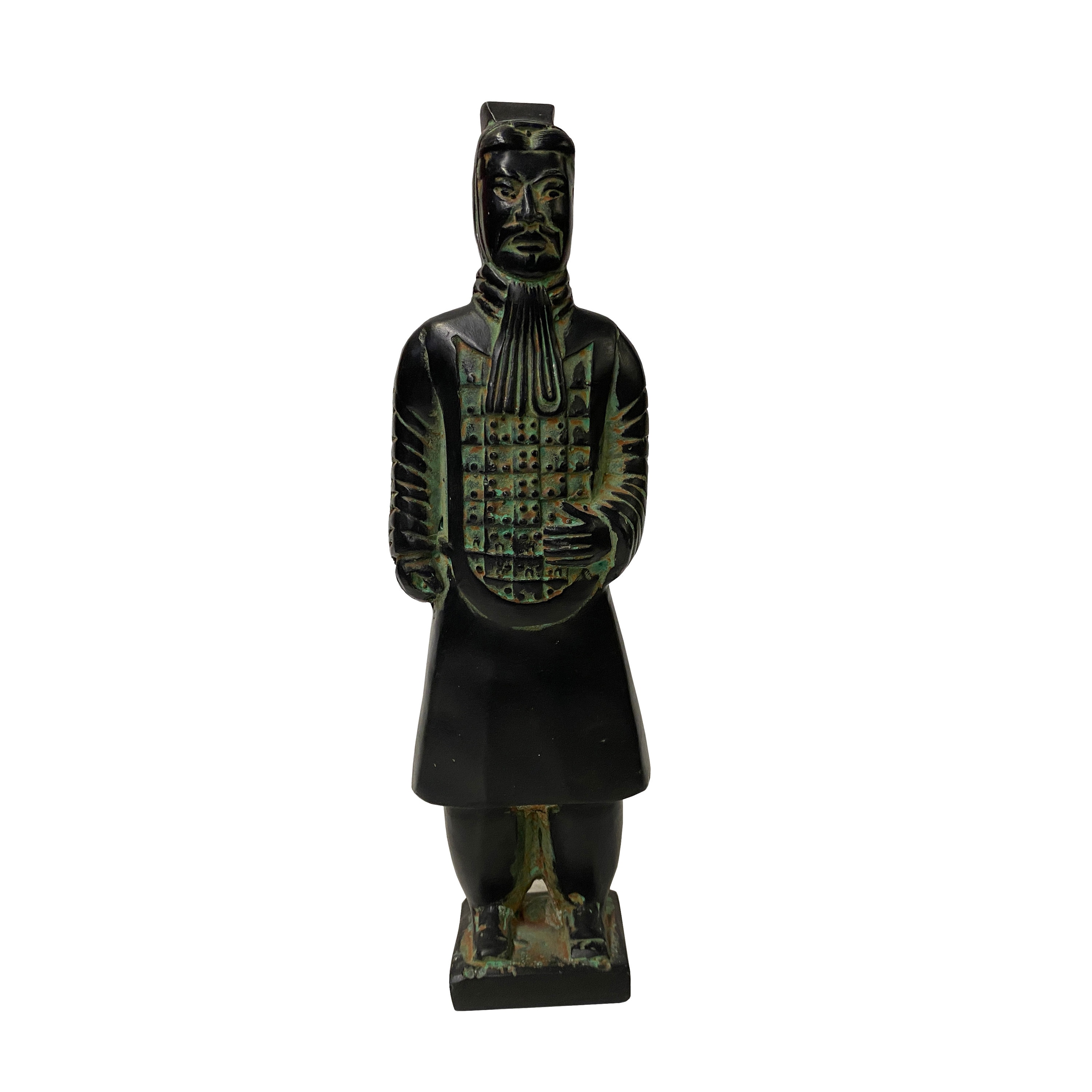 Chinese Black Green Rustic Ancient Artistic Terra Cotta Soldier Figure Ws2452E
