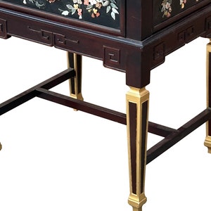Vintage Chinese Rectangular Color Stone Flower Inlay Accent Side Table ws3583E image 2