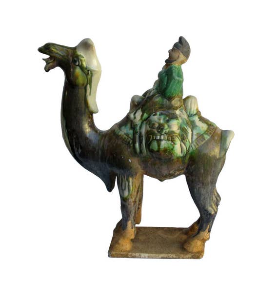 Chinese Pottery Clay Ancient Style Camel w Man Figure cs732-9S Chinese Pottery Clay Ancient Style Camel w Man Figure cs732-9S