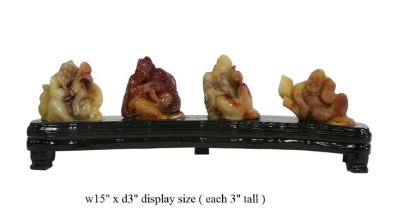 Chinese ShouShan Stone Four Old Men Display Figure cs950-11S Chinese ShouShan Stone Four Old Men Display Figure cs950-11S