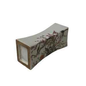 Chinese Off White Porcelain Pink Flower Rectangular Display Paperweight ws2080E image 2