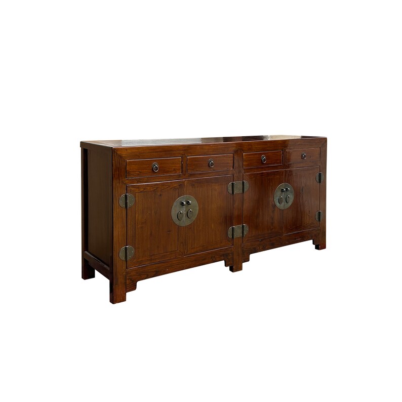 Oriental Brown Rattan Top 4 Drawers Credenza Buffet Sideboard Console Cabinet ws3603E image 2