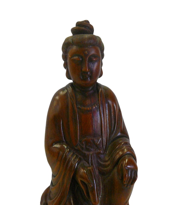 Chinese Boxwood Sitting Scholar Kwan Yin Statue cs695-2S Chinese Boxwood Sitting Scholar Kwan Yin Statue cs695-2S