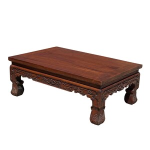 Brown Rosewood Oriental Scroll Carving Rectangular Display Table Stand ws2109E image 5