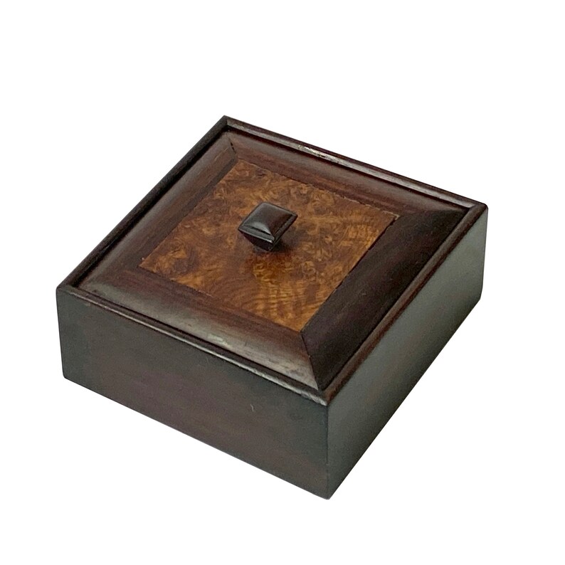 Small Brown Burlwood Pattern Square Storage Accent Box ws2641E image 3