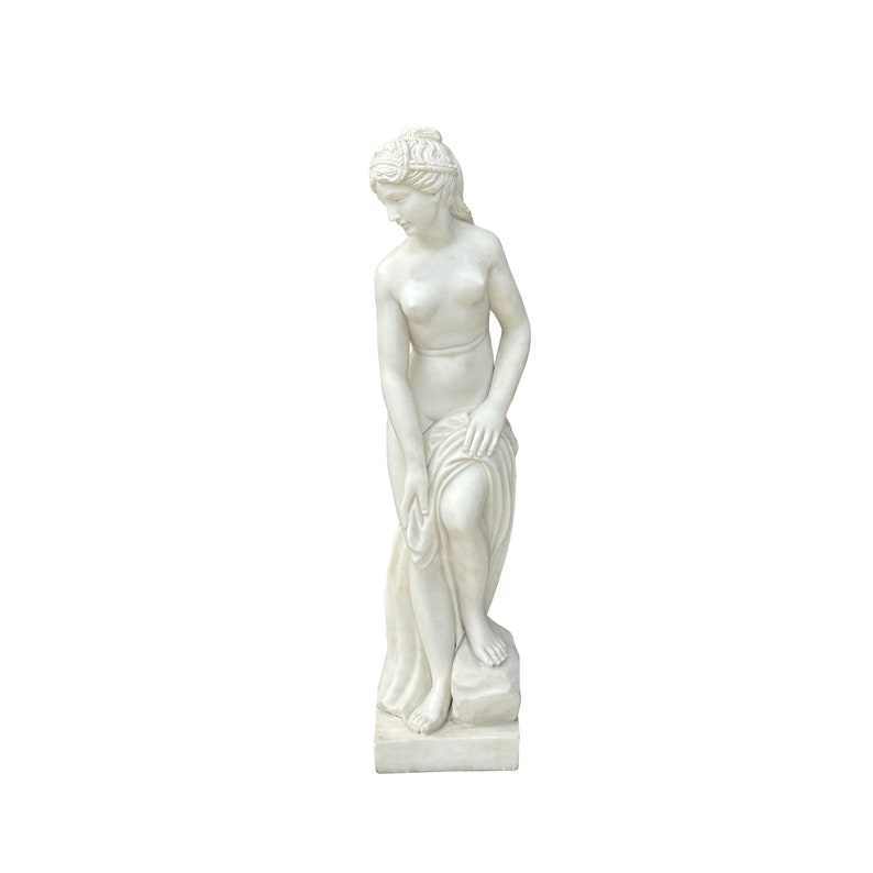 48 White Marble Hand-carved Bathing Venus Aphrodite Statue Sculpture ws3749E image 1