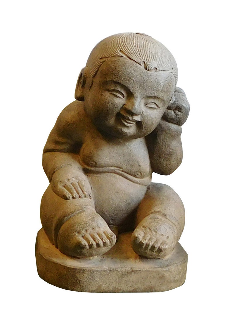 Chinese Oriental Stone Sitting Baby Kid Figure cs1924E Bild 1