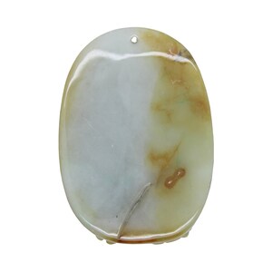 Natural Green Yellow Jade Pendant With Lucky Zodiac Rooster, Bat & Fortune Figure n491E image 6