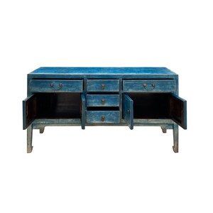 Distressed Teal Sailor Blue Tall Console Table Cabinet Credenza cs7479E imagen 6