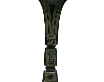 Chinese Green Bronze Vessel Square Tall Vase Display cs1045-2E