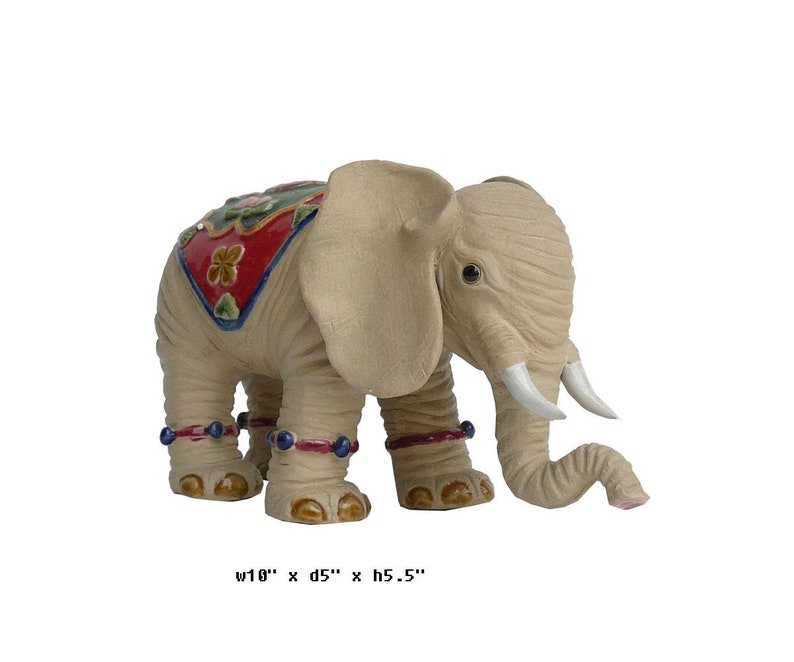 Pair Handmade Ceramic Lovely Elephant With Beautiful Jewelry Decor Statue fs722E image 2