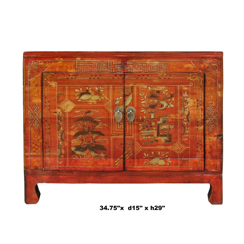 Distressed Brown Scenery Low Console Bench Table Cabinet cs4928E