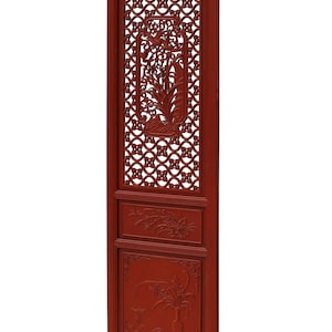 Chinese Red Paint Geometric Flower Bird Accent Narrow Floor Panel Headboard cs3569E image 5