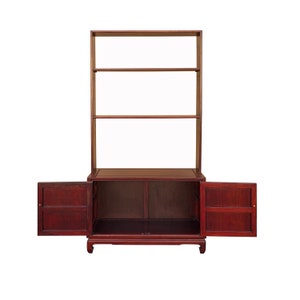 Chinese Mahogany Brown Slim 3 Shelves Bookcase Display Cabinet cs7262E image 5