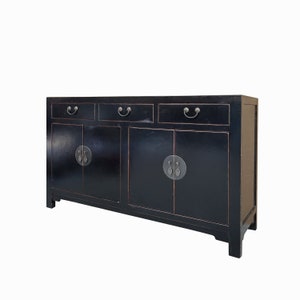 Oriental Black Lacquer Sideboard Buffet Table TV Console Cabinet cs7719E image 3