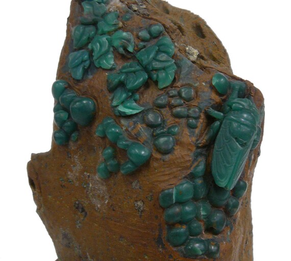 Chinese ShouShan Stone Green Cicada Display Figure cs950-5S Chinese ShouShan Stone Green Cicada Display Figure cs950-5S