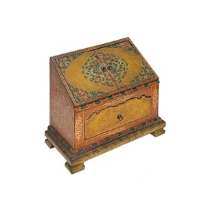 Chinese Tibetan Yellow Brown Treasure Graphic Offering Shrine Chest cs7677E image 6