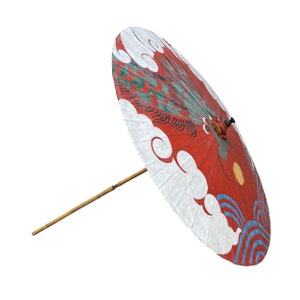 Chinese Handmade Large Round Green Dragon Theme Paper Umbrella Shade cs6974E image 1