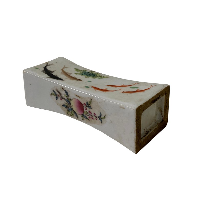 Chinese Off White Porcelain Fishes Rectangular Display Paperweight ws2082E image 2