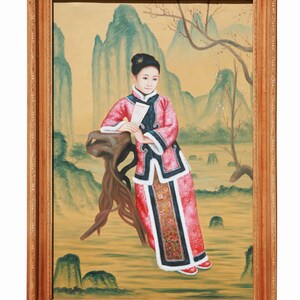 Qianlong Period Chinese Lady Portrait Oil Painting s1909E image 5