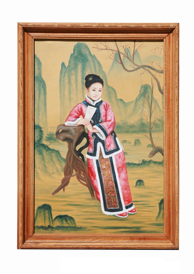 Qianlong Period Chinese Lady Portrait Oil Painting s1909E image 5